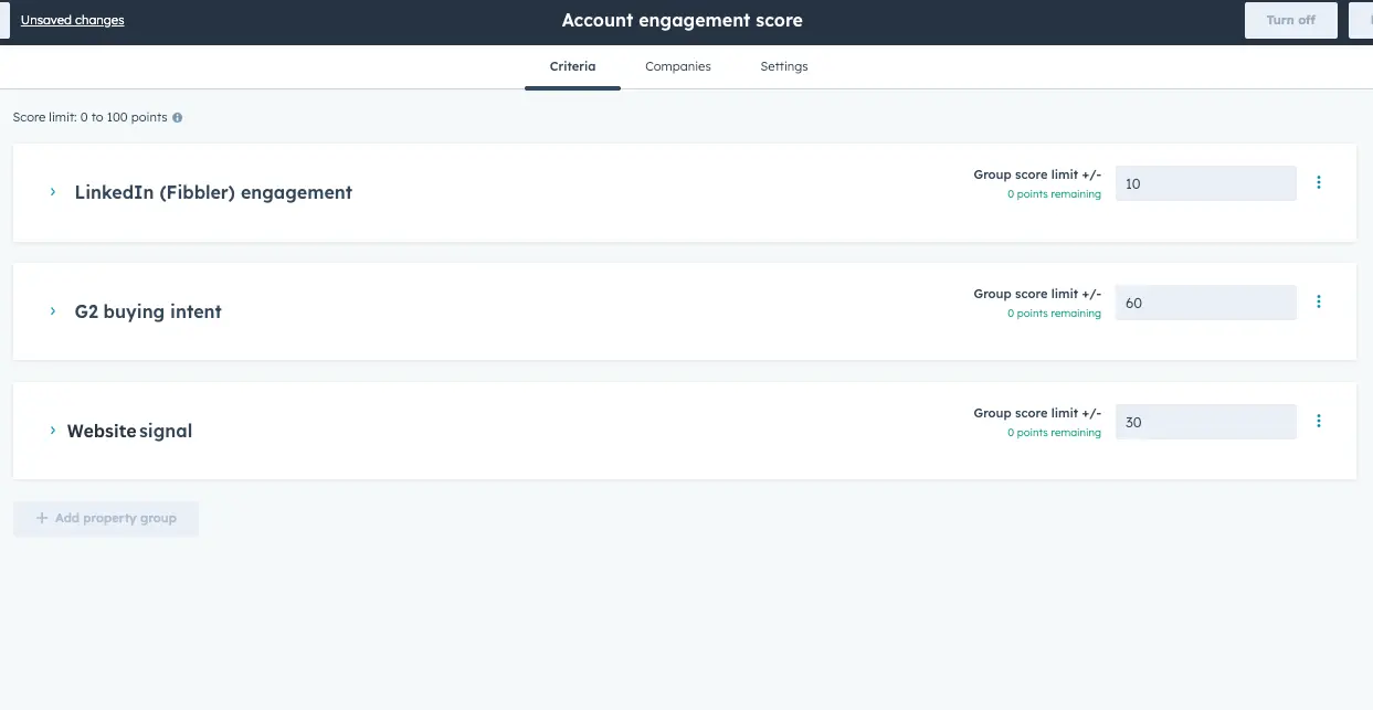 ABM account scoring system