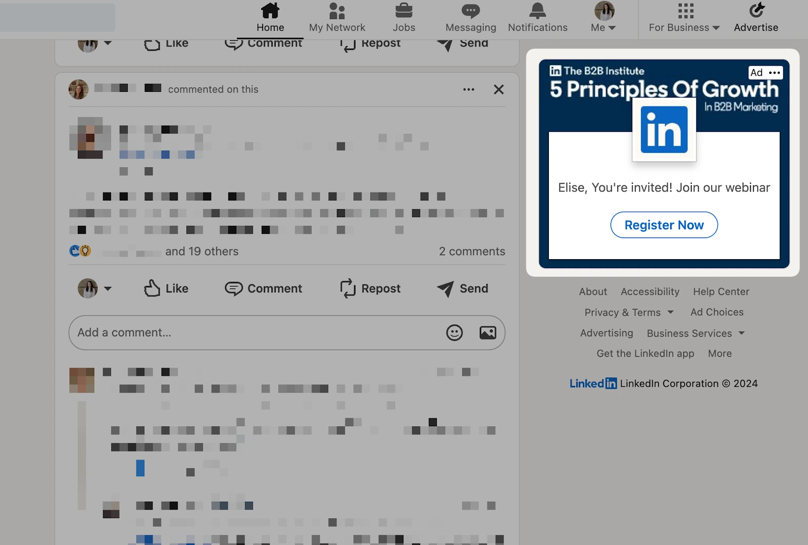 Example of LinkedIn dynamic ads