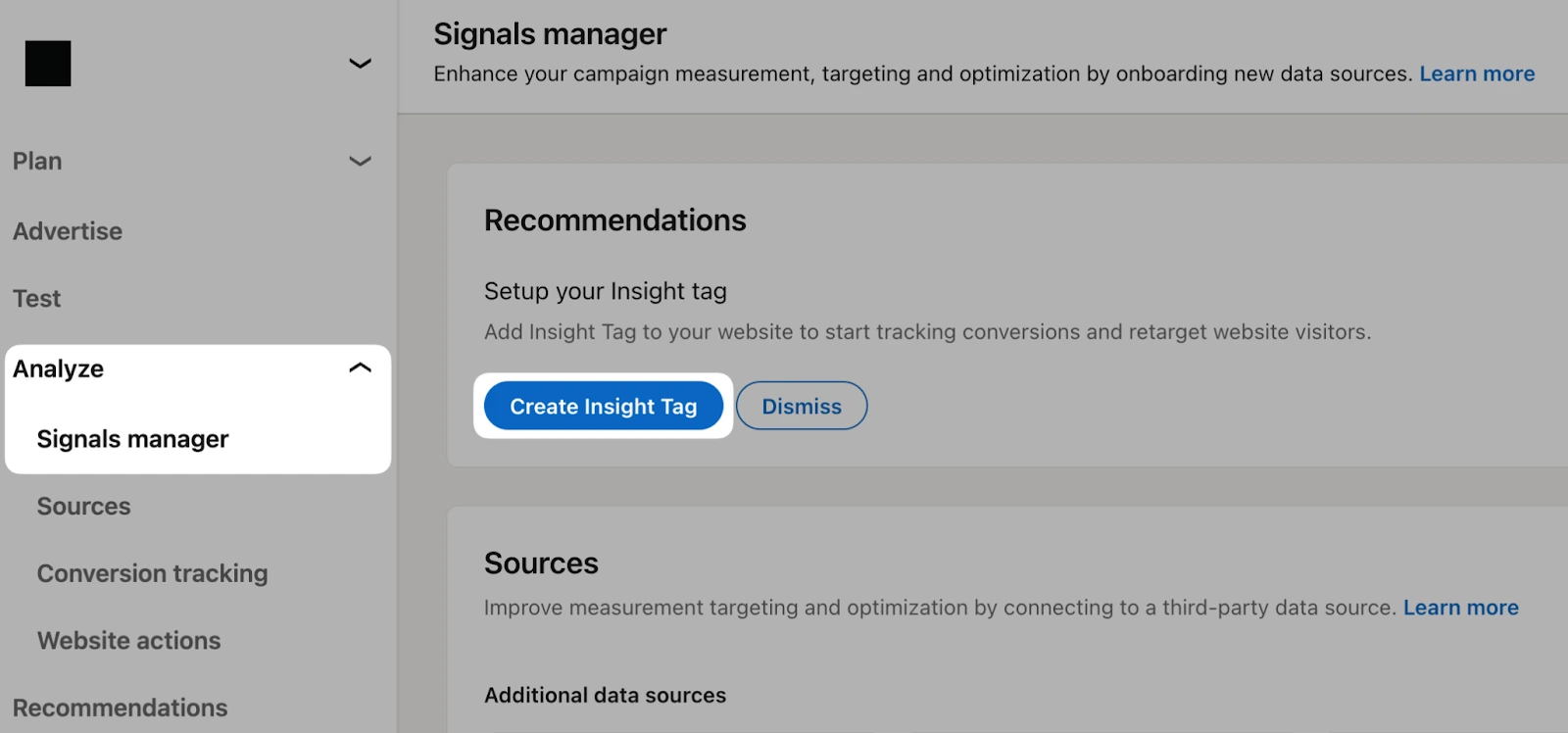 LinkedIn Campaign Manager interface