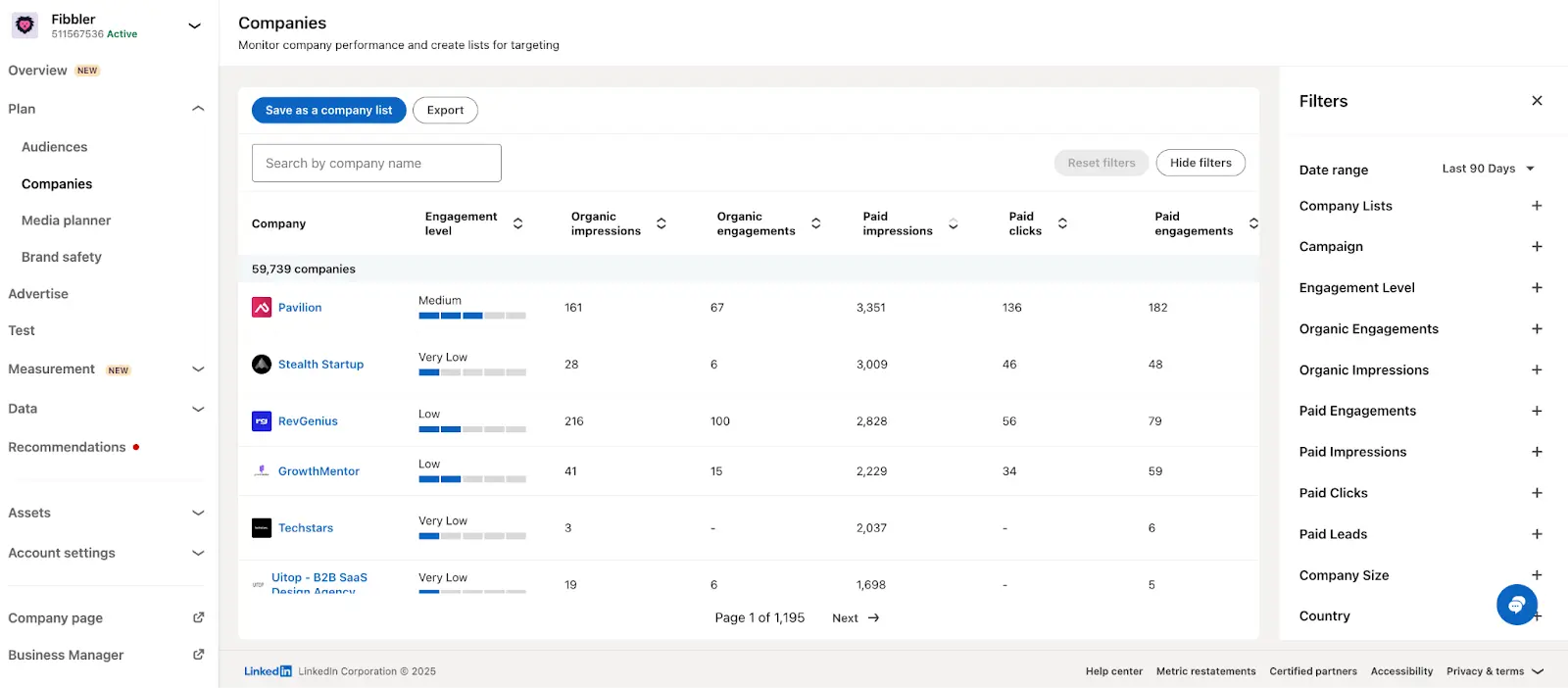 LinkedIn company tab interface