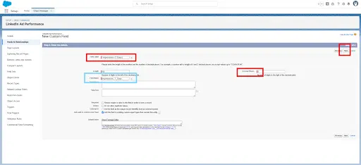 Custom fields Number type selection