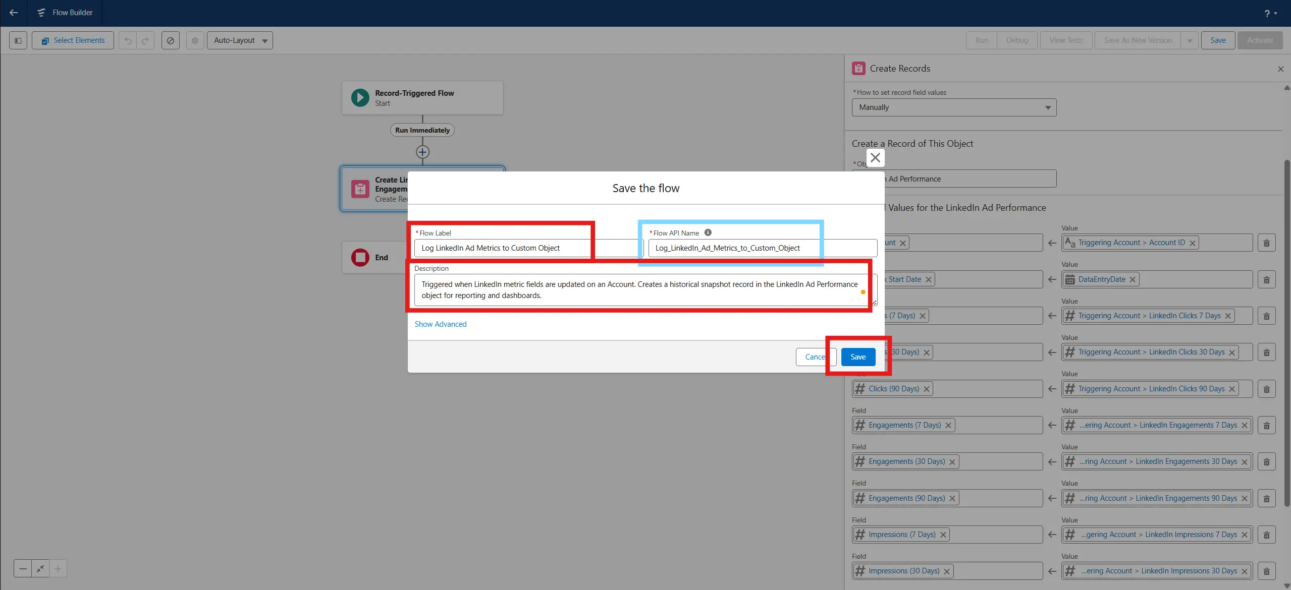 Flow Save confirmation