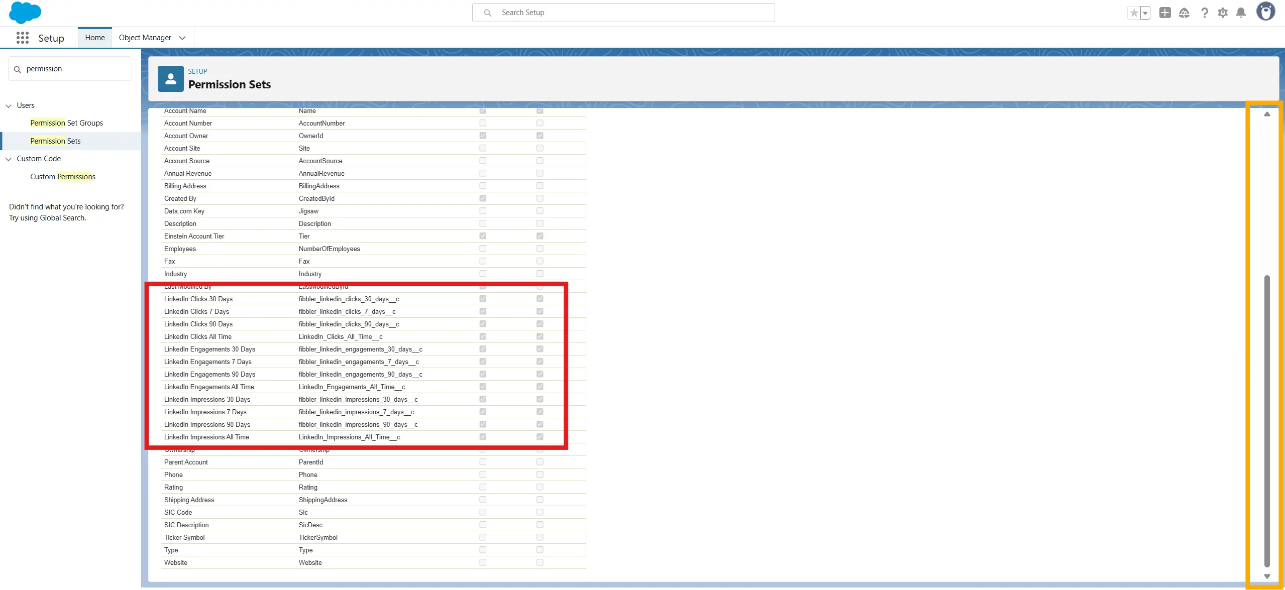 LinkedIn fields permissions check