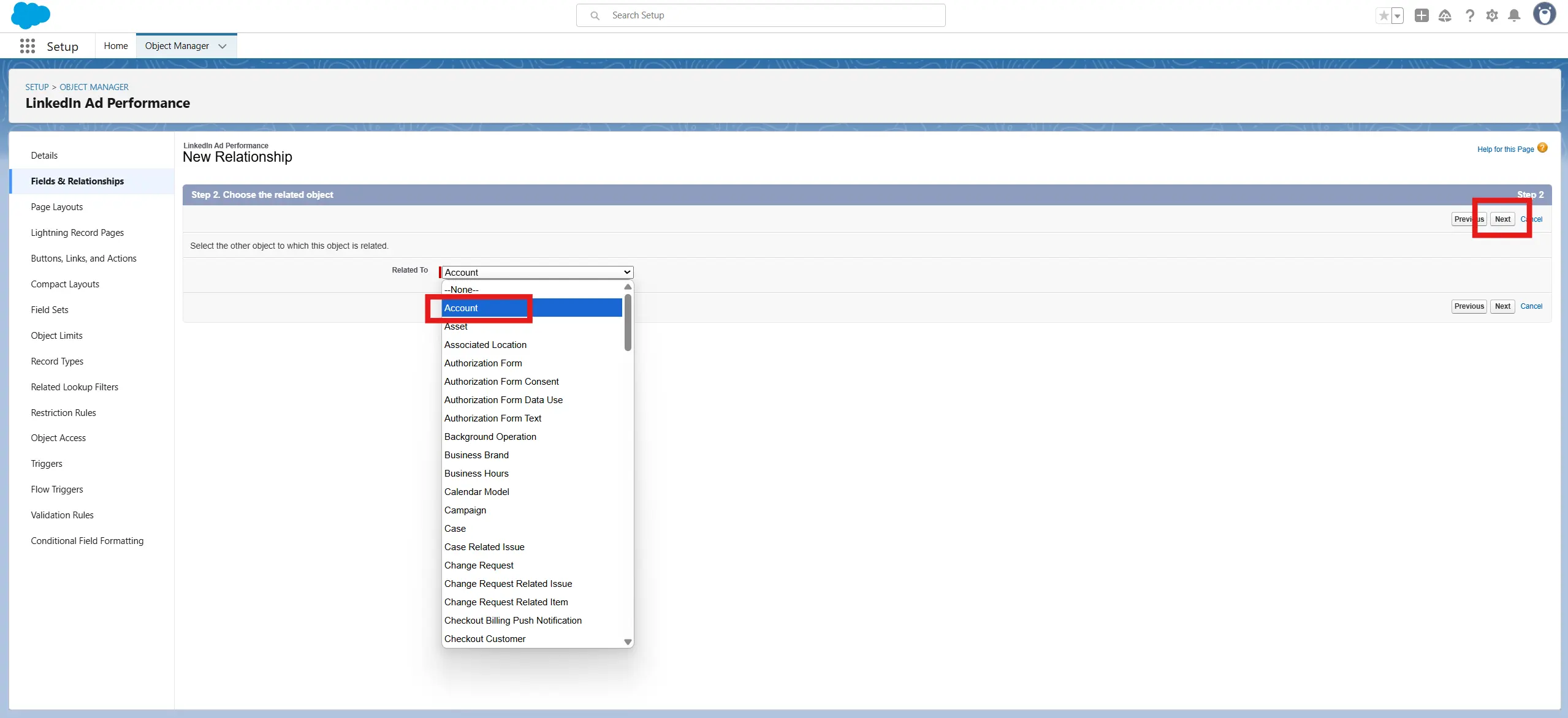 Lookup relationship field creation