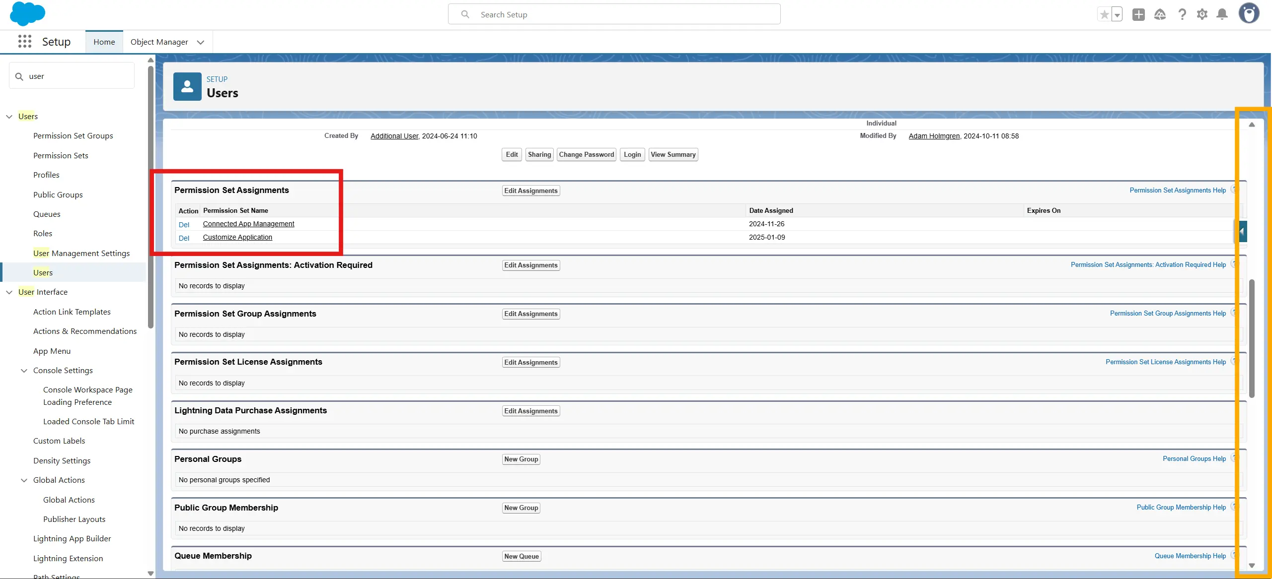 Permission sets check
