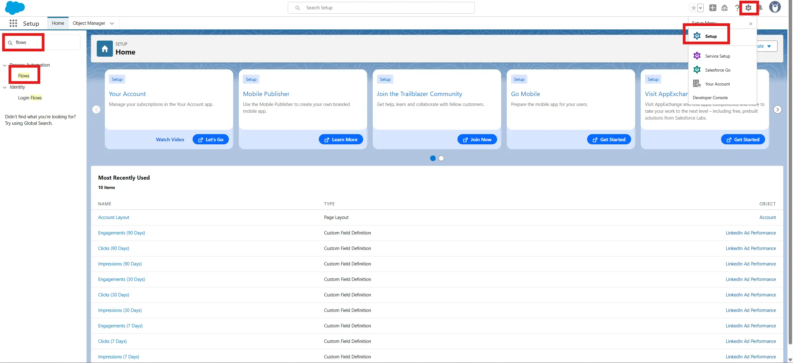 Salesforce Setup Flows