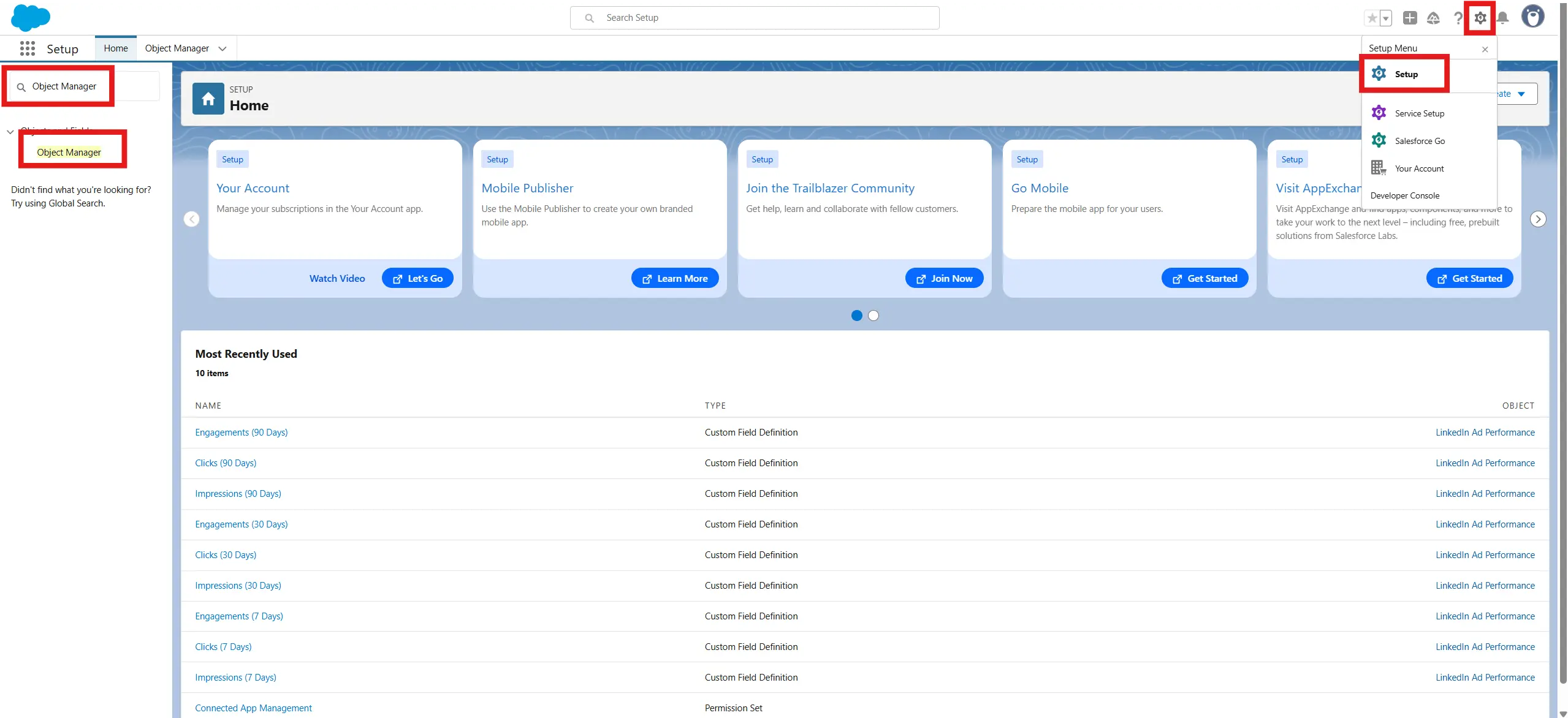 Salesforce Setup Object Manager