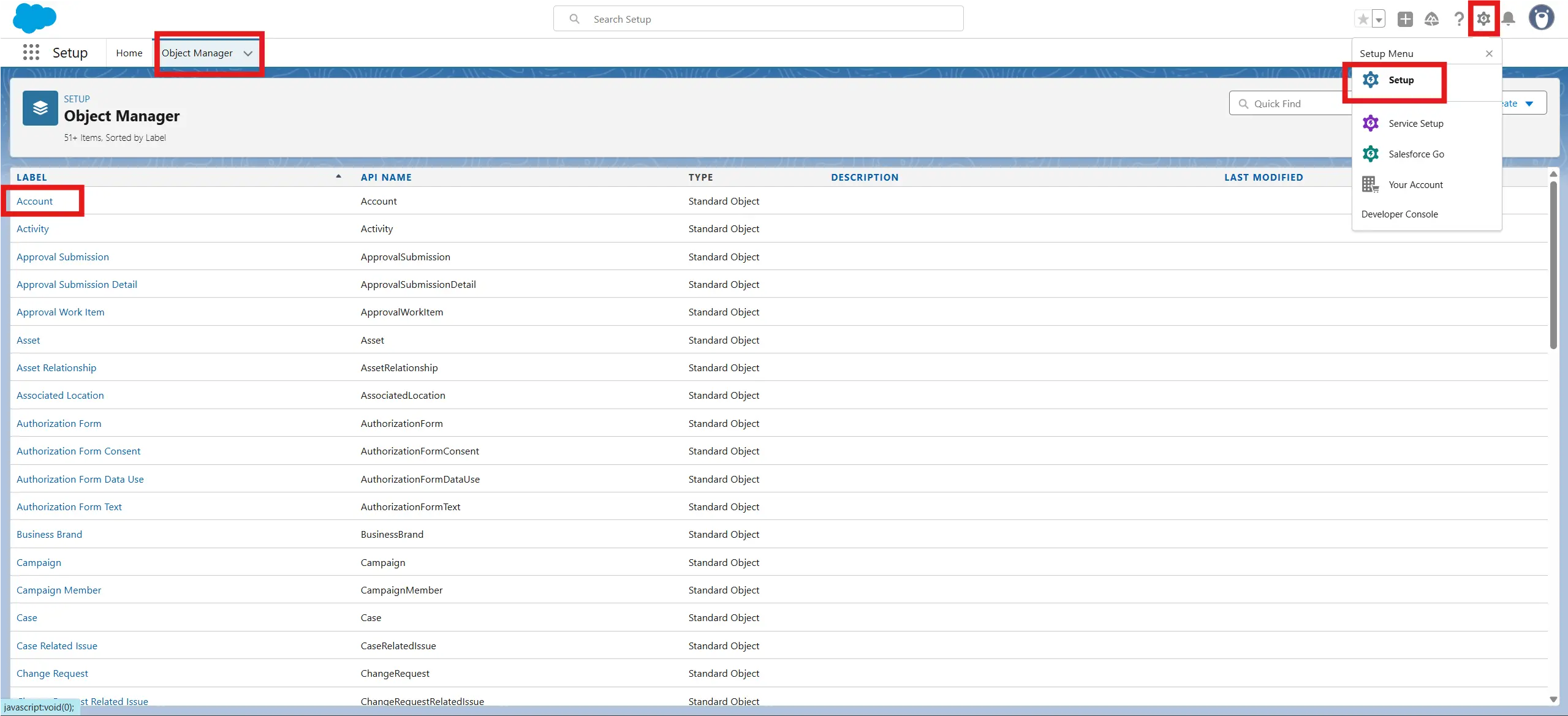 Setup Object Manager Account
