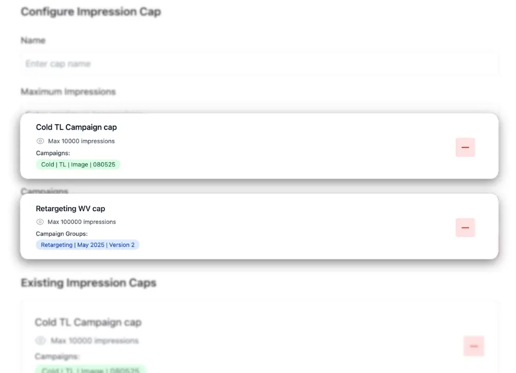 Impression cap visualization showing LinkedIn Ads data